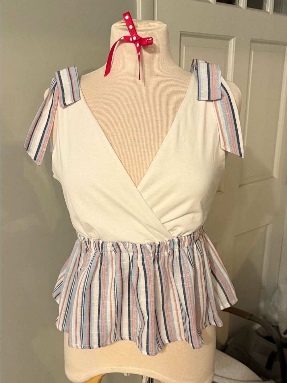 Anthropologie Tie-Shoulder Peplum Top